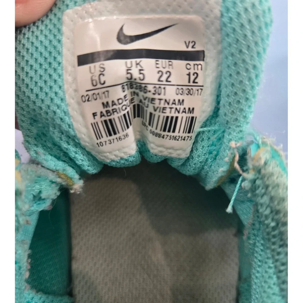 Nike Tanjun TD Toddler Hyper Turquoise White Sneakers 818386-301 Size 6C